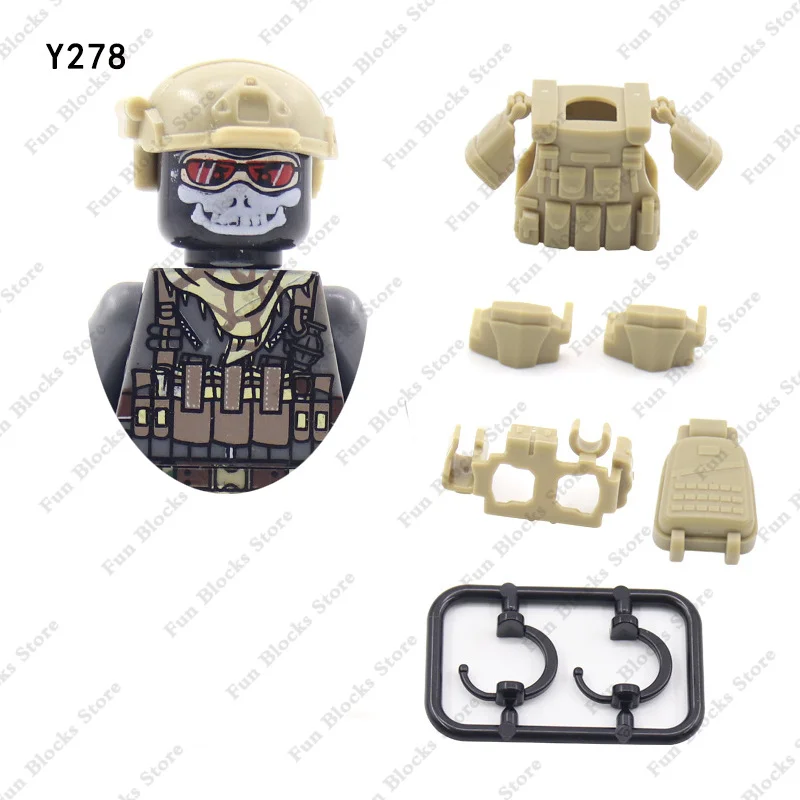 Military Modern Soldier Figures accessori Building Blocks WW2 Army Camouflage Vest caschi armi pistole mattoni giocattoli per bambini