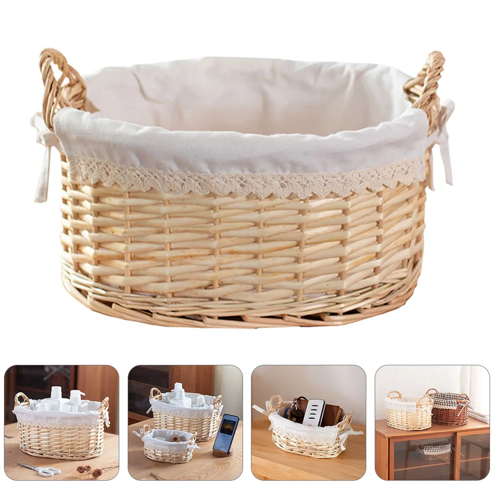 

1Pcs Woven Storage Basket Beige Natural Breathable Cotton Linen Desktop Organizer Makeup Cosmetics Bedroom Storage Holder