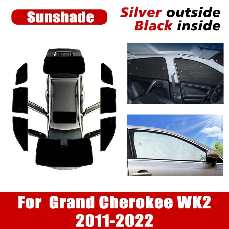 

For Jeep Grand Cherokee WK2 Accessories 2011~2022 Car Sun Visors Anti-UV Windshield Sunshade Side Windows Sunscreen Sun Blinds