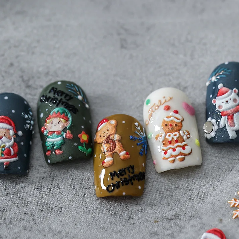 Frohe Weihnachten Santa Claus & Schneeflocke Nagel Aufkleber 3d selbst klebende Nail Art Aufkleber Design Maniküre-Tool