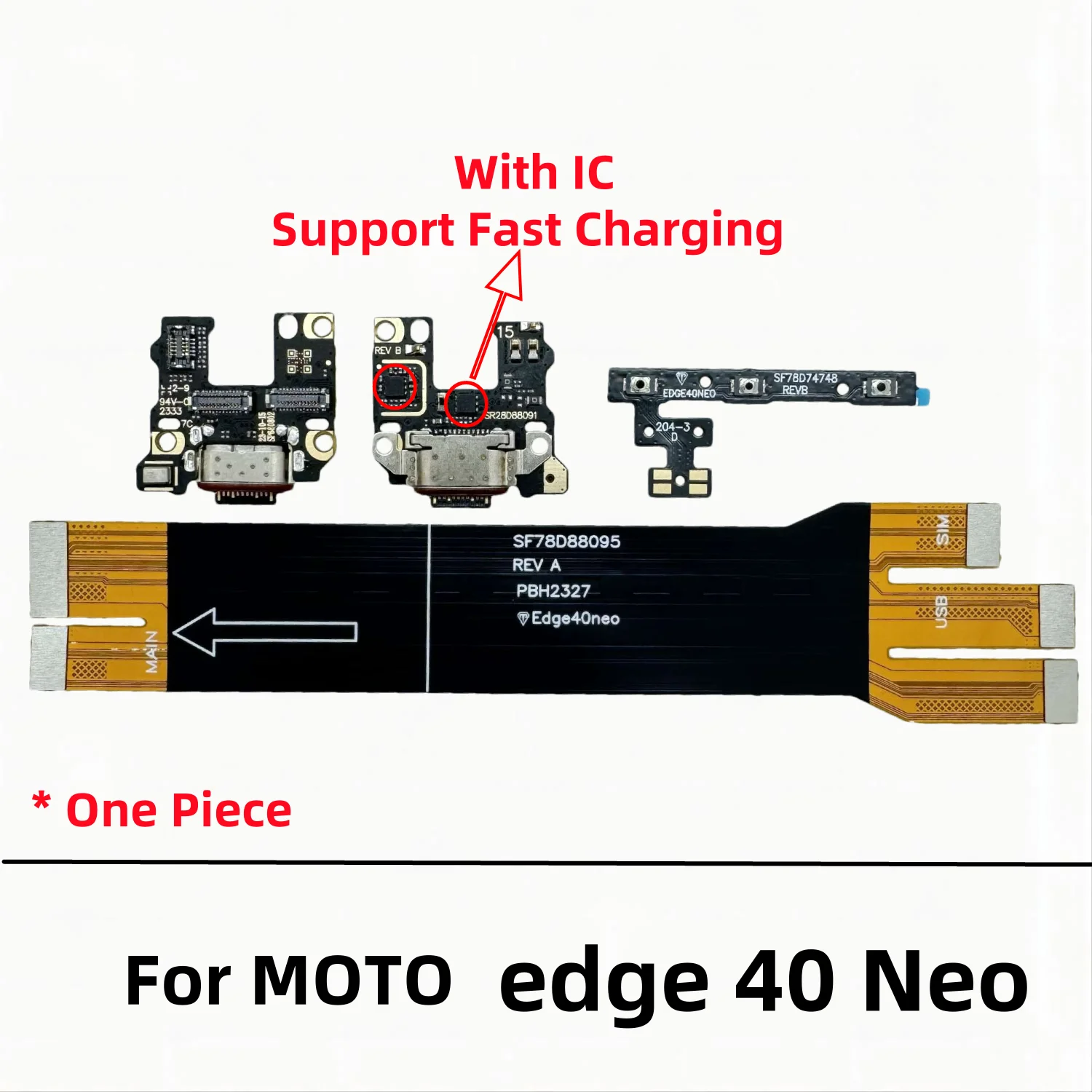 USB Charger Dock Connector Board Charging Port Flex Cable for Moto Edge 40 Neo Mainboard Motherboard Power Volume Side Button