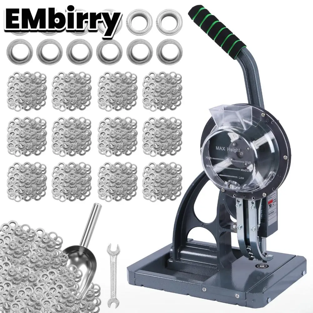 

Semi-Automatic Grommet Machine Heavy Duty Hand Press Eyelet Grommet Machine Puncher Eyelet Tool with 5000PCS Grommet 10mm