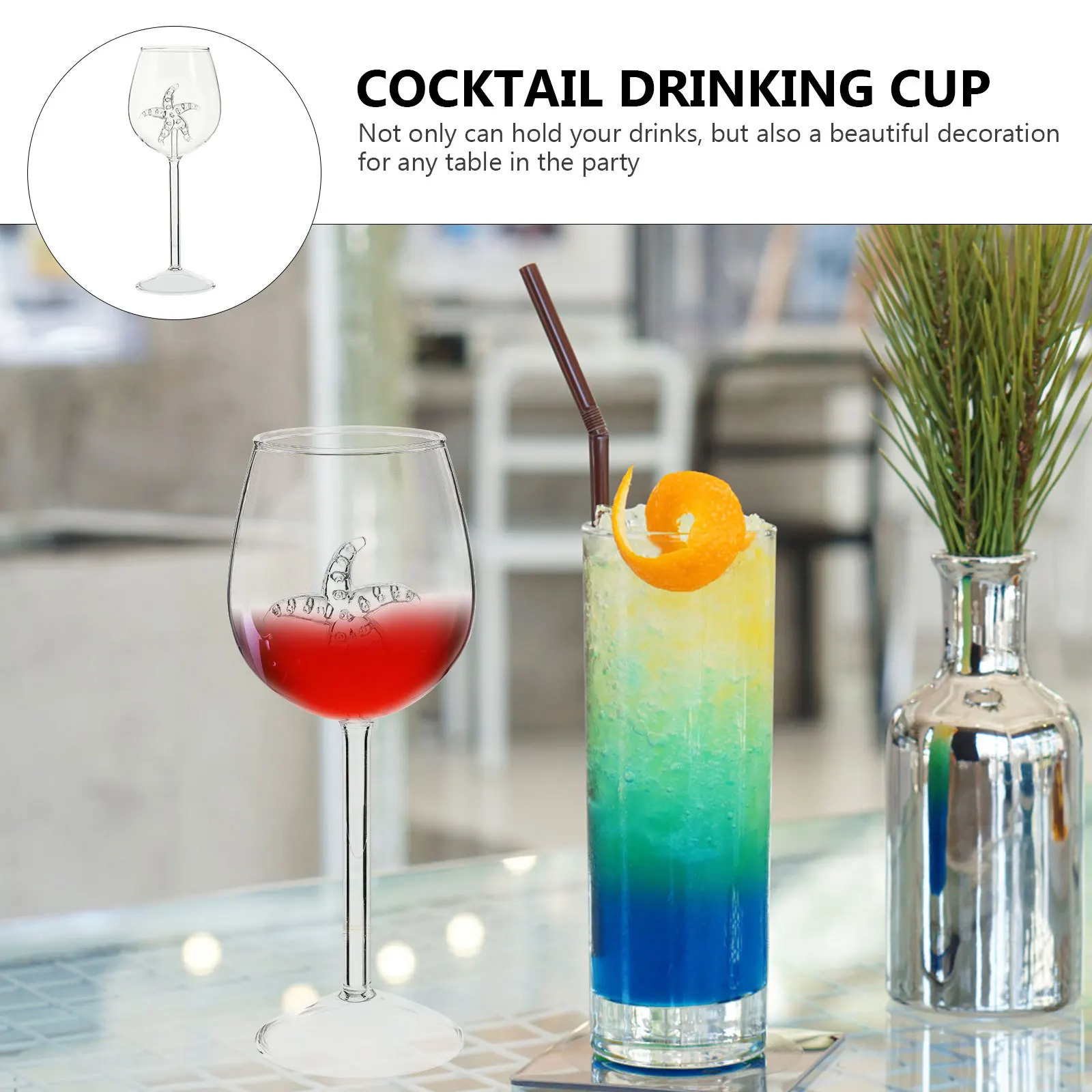 

2Pcs Wine Glass Cocktail Cups Simple Glass Design Comfortable Smooth Use Drinking Cups Exquisite Drinking Cup