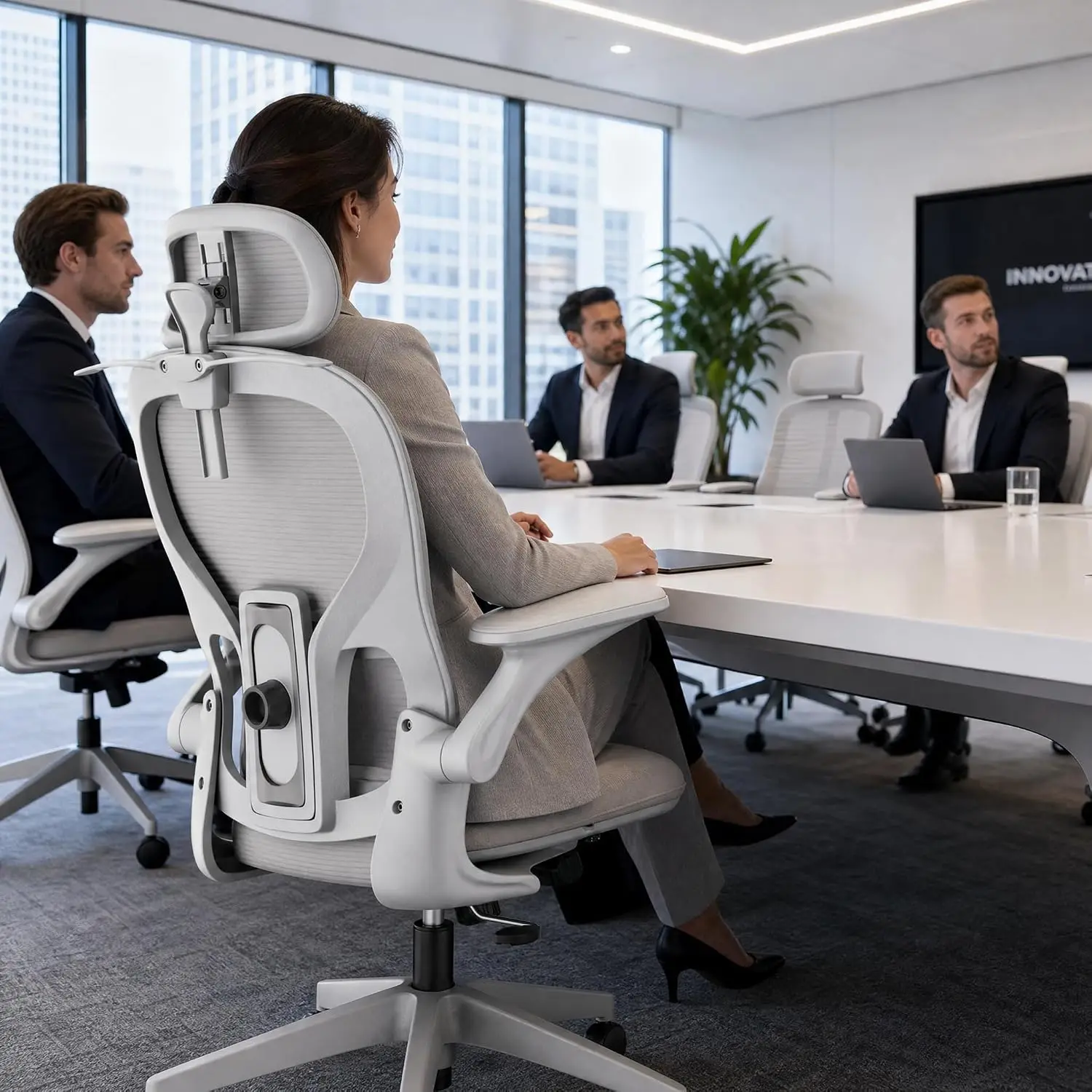 Silla de oficina ergonómica, soporta hasta 150 kg, con gancho para colgar ropa, silla de escritorio multifuncional, silla de juego ajustable, silla giratoria para oficina, ideal para trabajar desde casa, color gris.