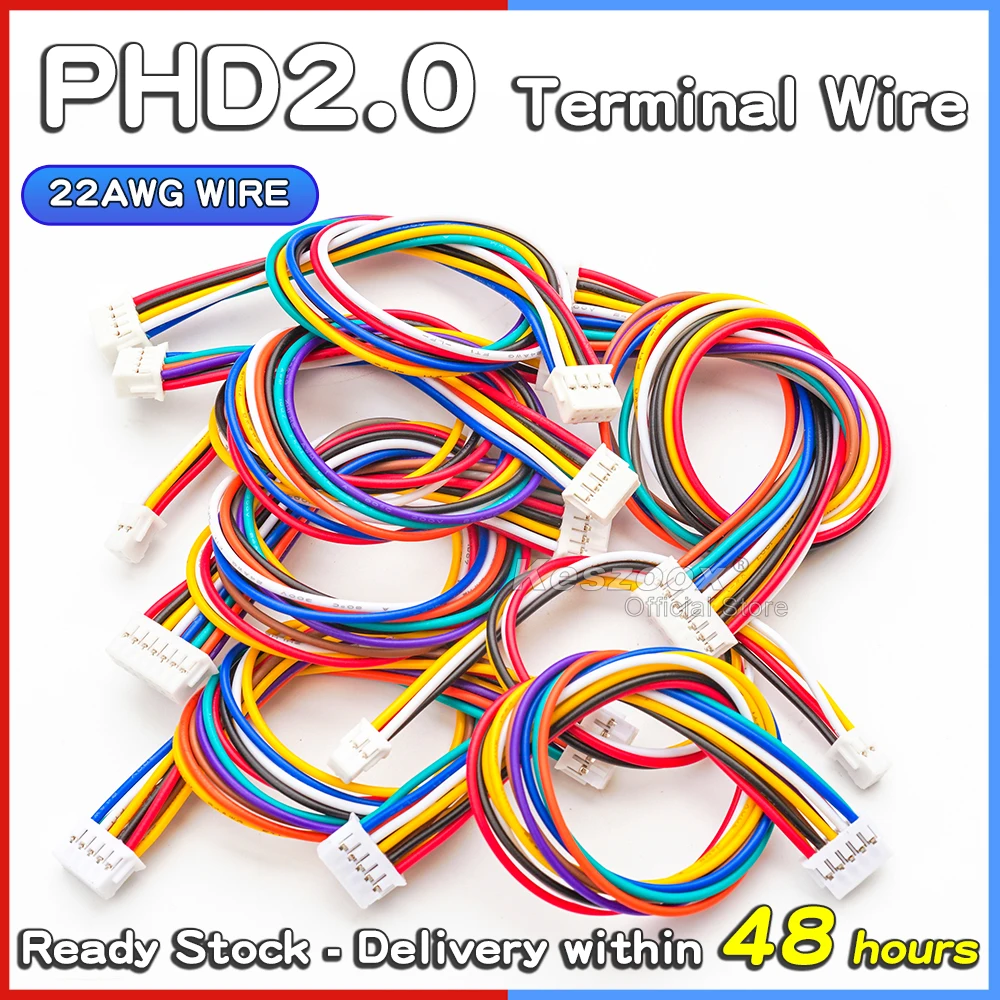 

Tcenofoxy JST-PHD2.0mm Double Row Cable Connector 2x2/3/4/5/6/7/8/9/10Pin Female Housing and 22AWG Wire【Support Customized】