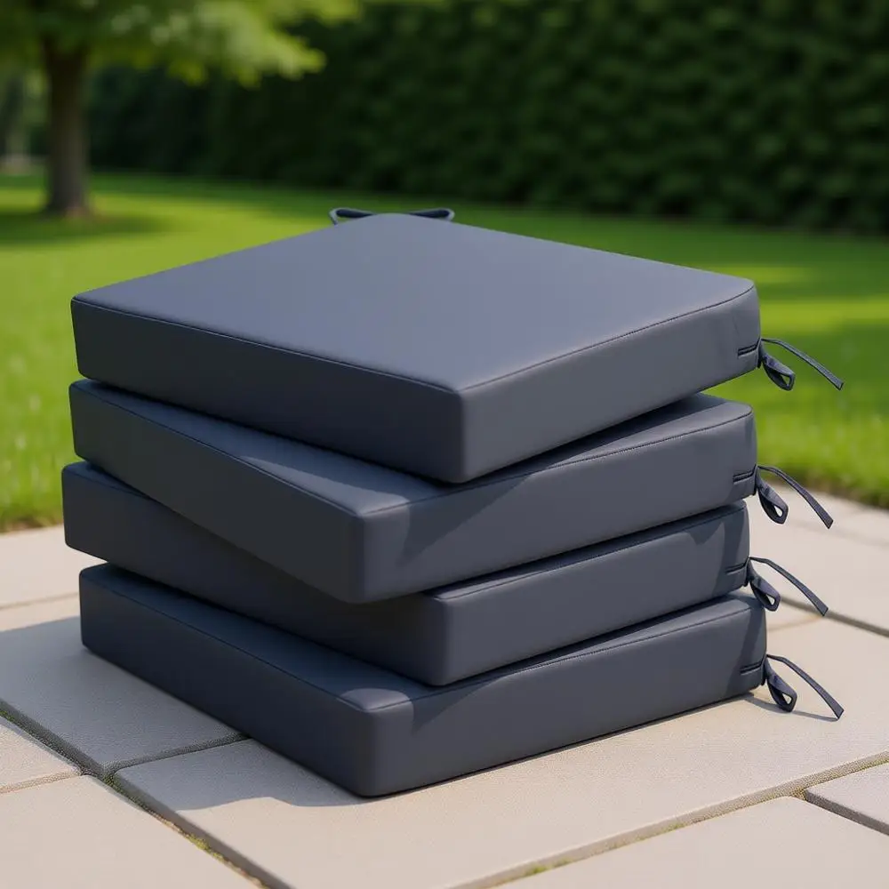 

Набор из 4 подушек для уличных стульев: водонепроницаемые и устойчивые к выцветанию, 18,5 x 16 x 2 дюйма, с завязками и скрытой молнией, серые.