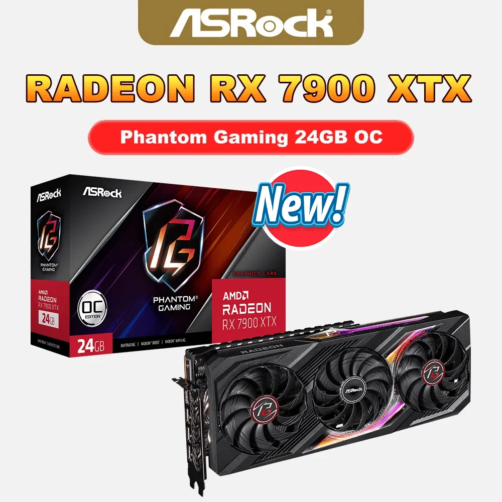 

ASROCK New AMD Radeon RX 7900 XT RX7900XT 20GB 24GB Graphic Card Gaming 320-bit RX7900XTX Video Cards AMD GPU placa de video