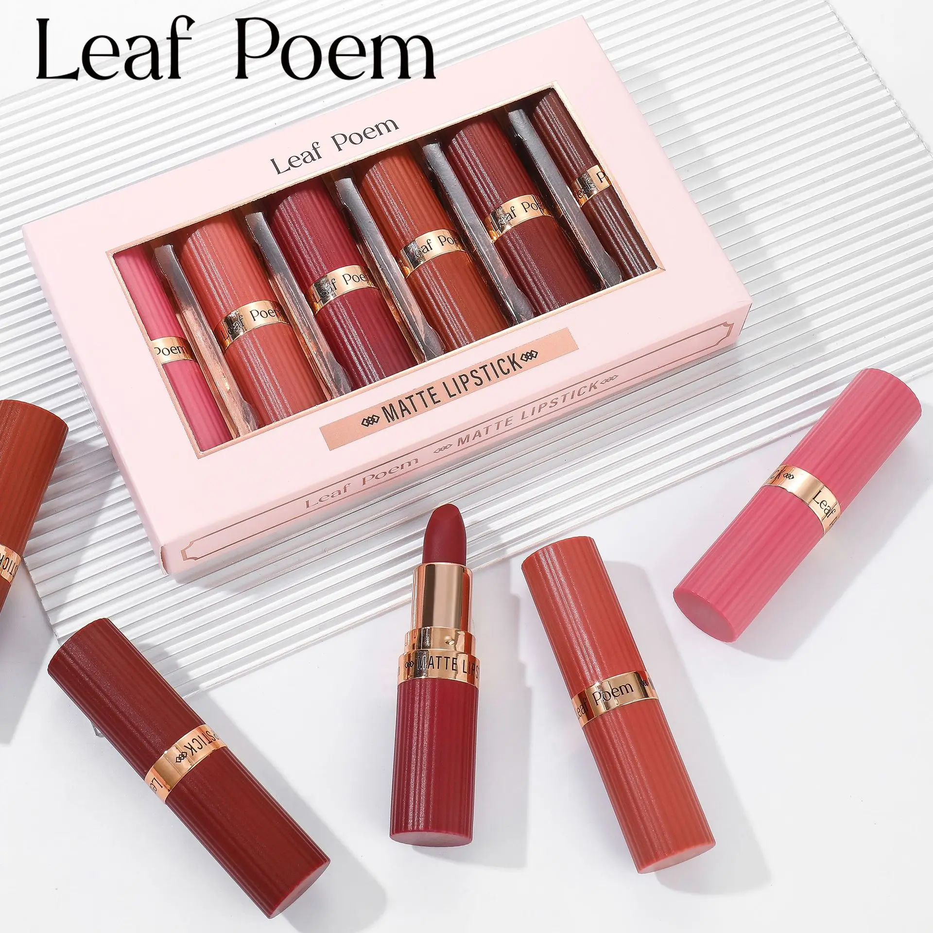 

Velvet Matte Lipstick 6Pcs Set Transfer Resistant Waterproof Lip Color All Day Wear Non Bleed Lightweight Formula Vegan Friendly