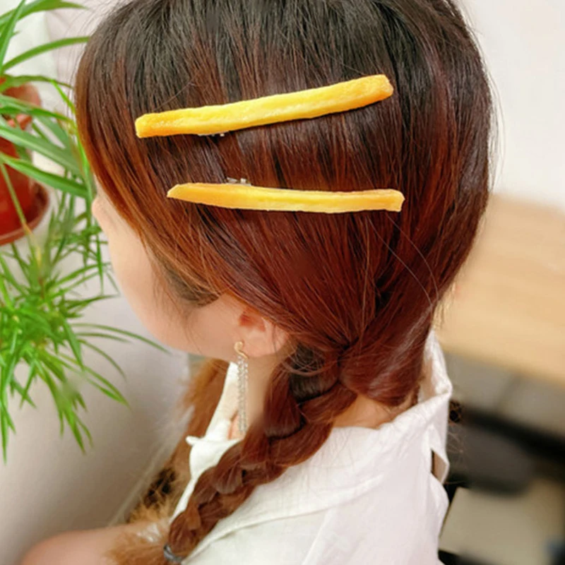 Simulated French Fries Small Hair Clips For Girls Metal Clip Hairpins Barrettes Imitation Food Hair Decor Jewelry For Women Gift