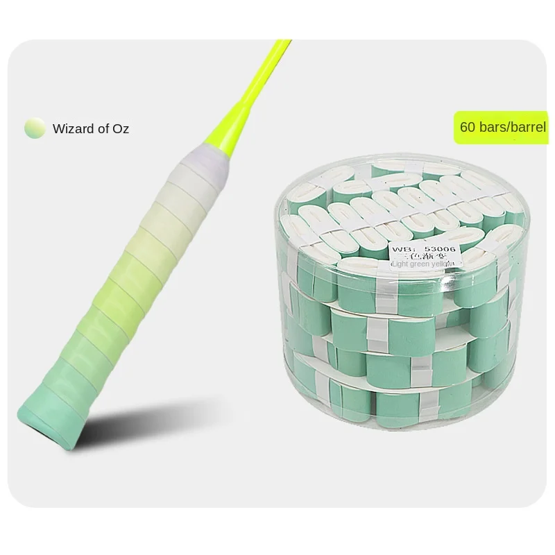 مصفق كرة الريشة 3 ألوان متدرجة 60 برميل كامل غير مسامية ومضاد للانزلاق غراء مسطح مرن ممتص للعرق حزام قبضة الحزام