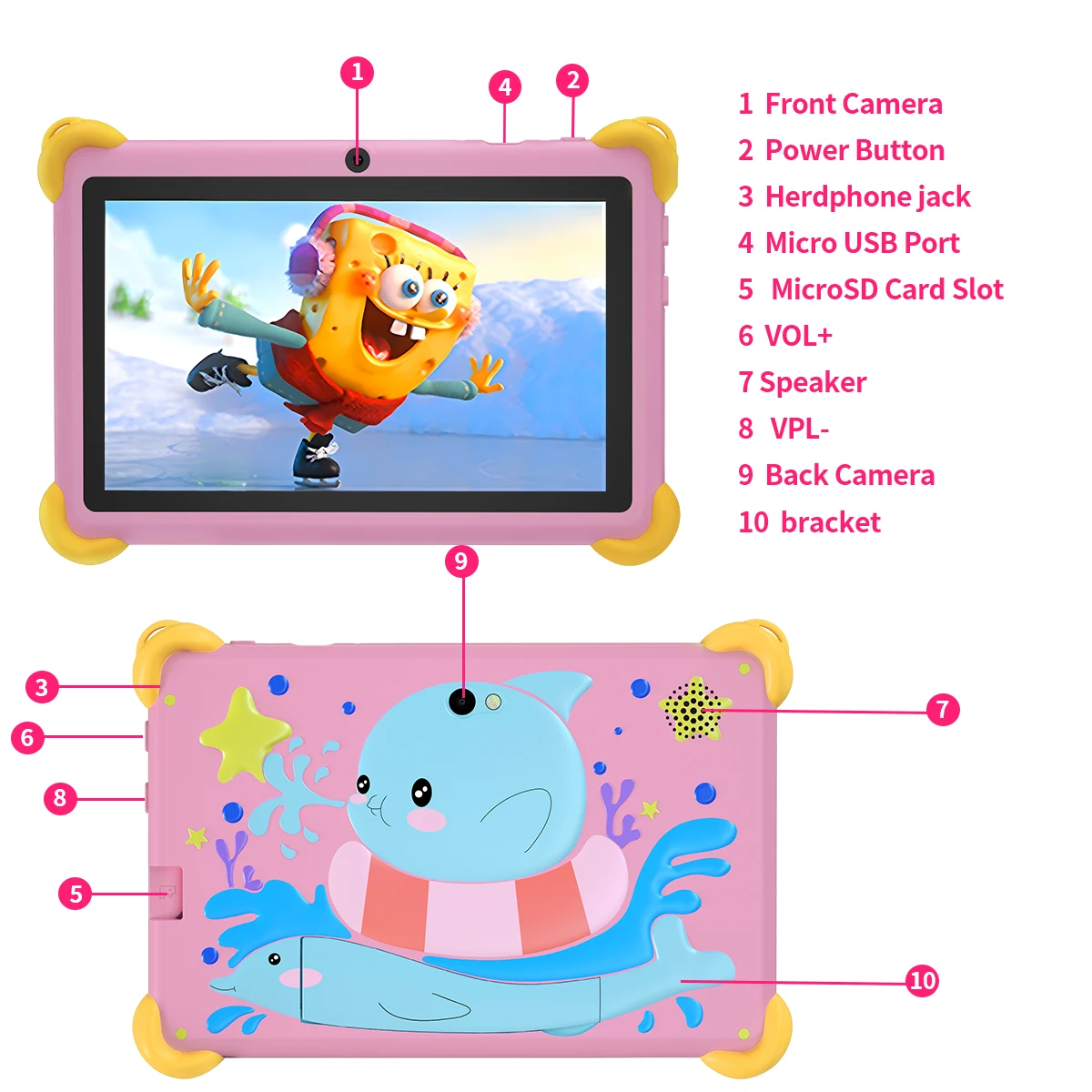 5G Wi-Fi 7 Inch Kid Tablet 4GB RAM 64GB ROM 4000MAH Battery Dual Camera Children's Android 12 Gift Kids