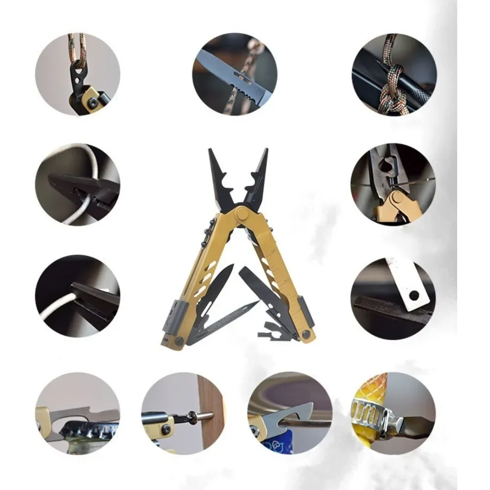 Outdoor Stainless Steel Multi Functional Pliers Portable Mini Folding Telescopic Combination Emergency Tool