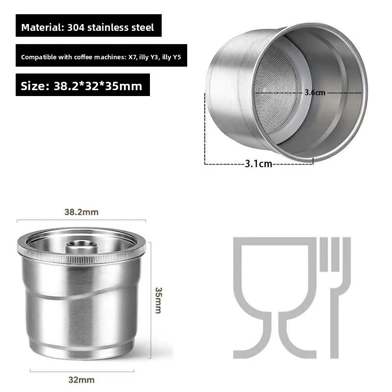 Recyclable 304 Stainless Steel Illy Coffee Machine Filling  Eco-Friendly Portable Coffee Maker Durable Coffee Brewing Tool view 4