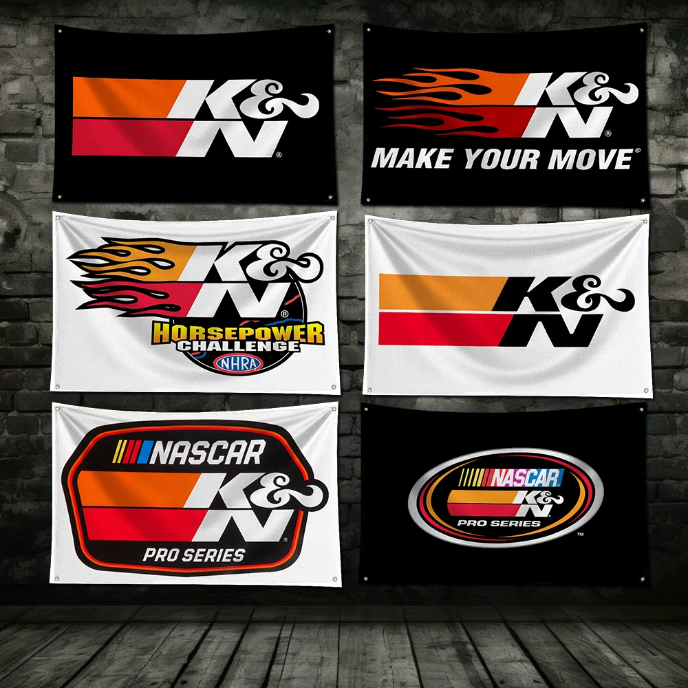 3 x 5 Fuß K&N Engineering-Rennwagen-Flagge, Polyester-Digitaldruck-Banner für Garage, Wandkunst, Außentür-Dekoration mit Ösen