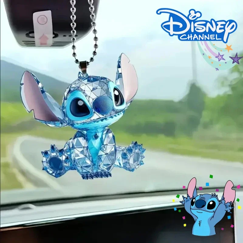 New Disney Stitch Pendant Car Interior Christmas Tree Hanging Decoration Anime Figure Cute 2D Acrylic Ornament Kid Birthday Gift