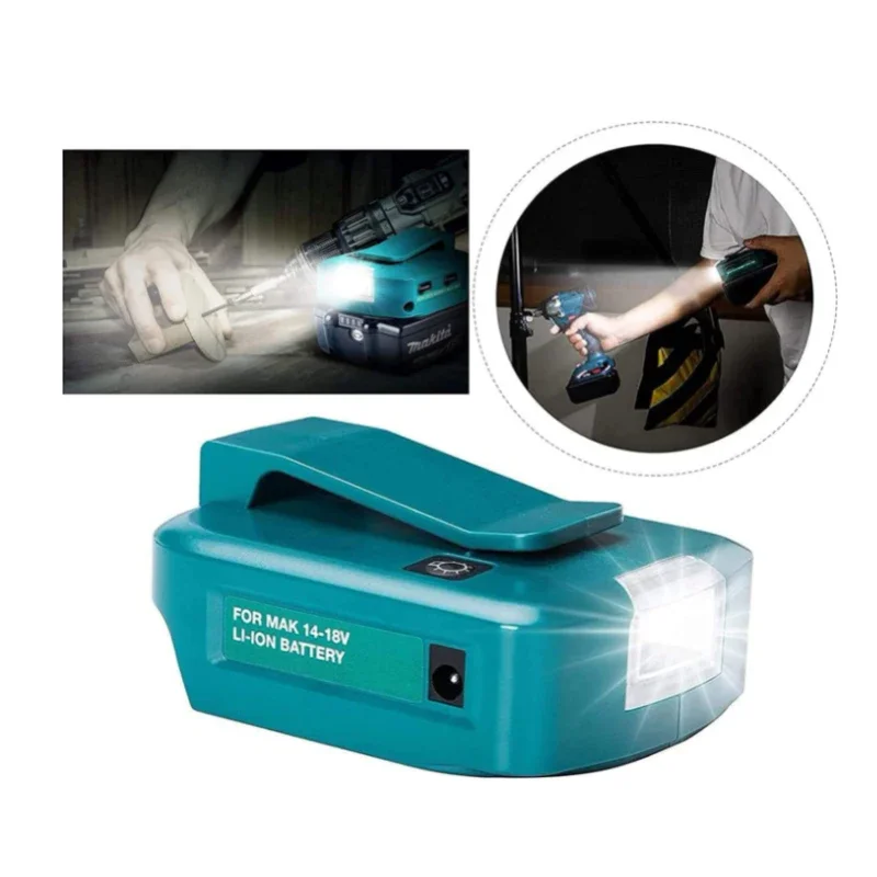 Adapter LED światło robocze dla Makita 14.4V/18V akumulator litowo-jonowy BL1830 BL1430 podwójny rodzaj USB-C Converter lampa LED latarka reflektor