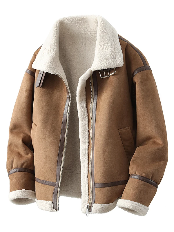 

Vm Зимний кожаный джет Thiened, мужской бархатный джет большого размера с мехом в американском стиле ретро из кожи оленя, модный