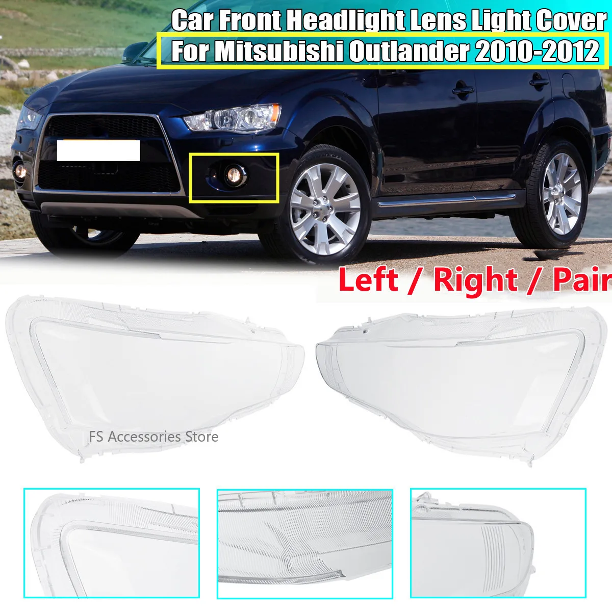 

Car Front Headlight Lens Light Cover Lampshade Shell For Mitsubishi Outlander ES GT LS SE 2010 2011 2012 Headlight Cover Shell