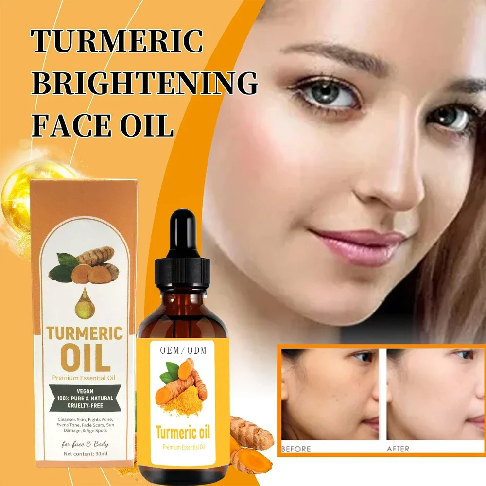 Aceite Limpiador Facial de Cúrcuma, Aclarante, Elimina el Acné, Controla la Grasa, Reduce los Poros, Ilumina e Hidrata la Piel
