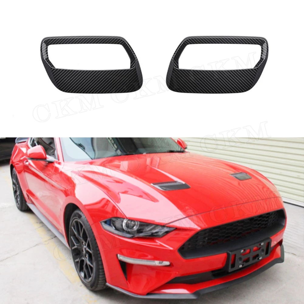 Carbon Fiber Front Bumper Engine Hood Air Outlet Decoration Sticker Accessories For Ford Mustang 2018 2019 2020