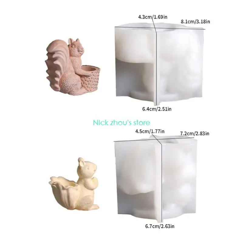 E15E Multipurpose Silicone Squirrel Basket Mould Set 2Pcs for Artistics Storage Container Designs