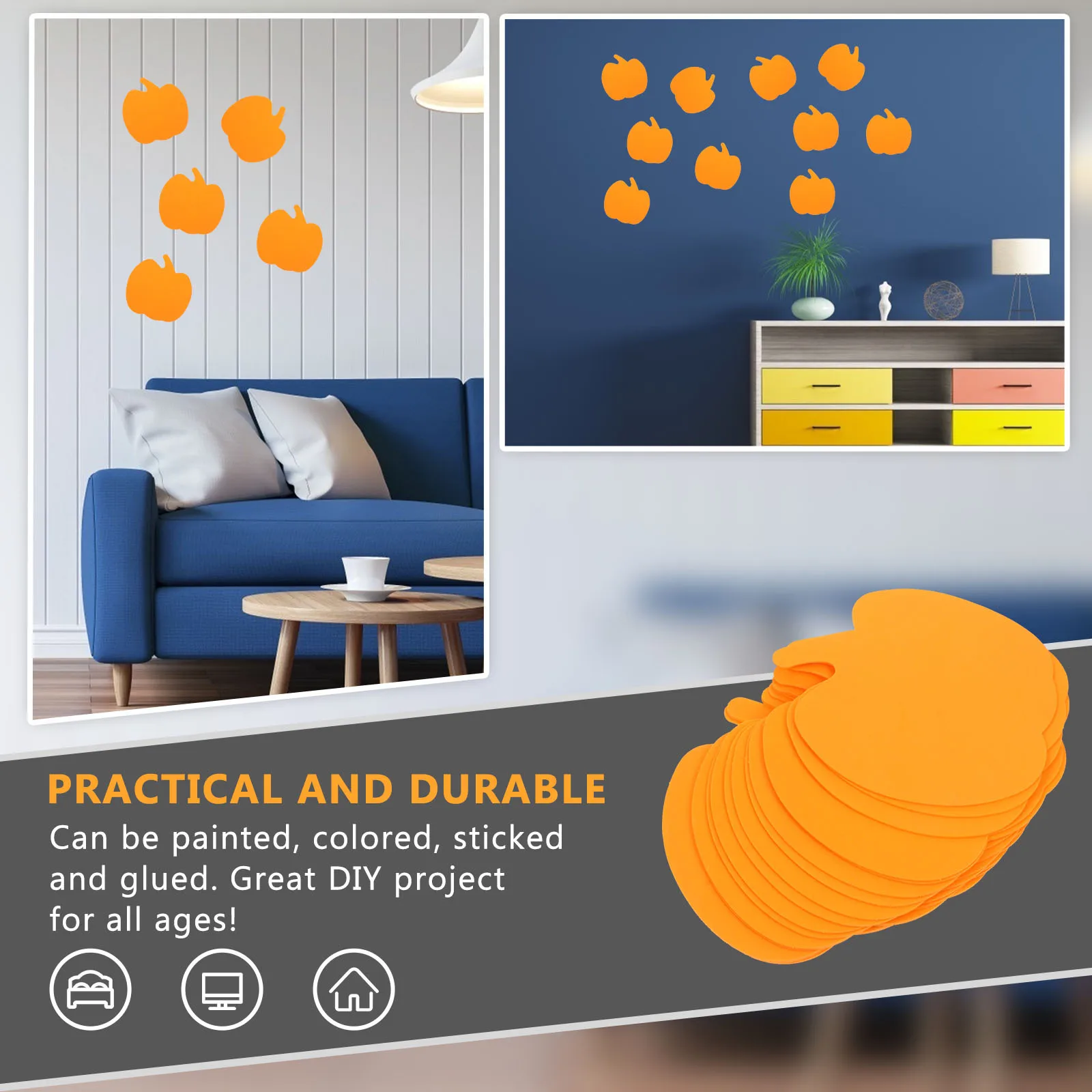 

16Pcs Pumpkin Board Foam Craft Supplies Ornament Halloween Party Decoration Pumpkin Craft Project