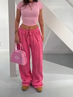 Novedad de verano, pantalones relajados con cordón para ir al trabajo con temperamento para mujer, pantalones casuales cómodos de color sólido a la moda