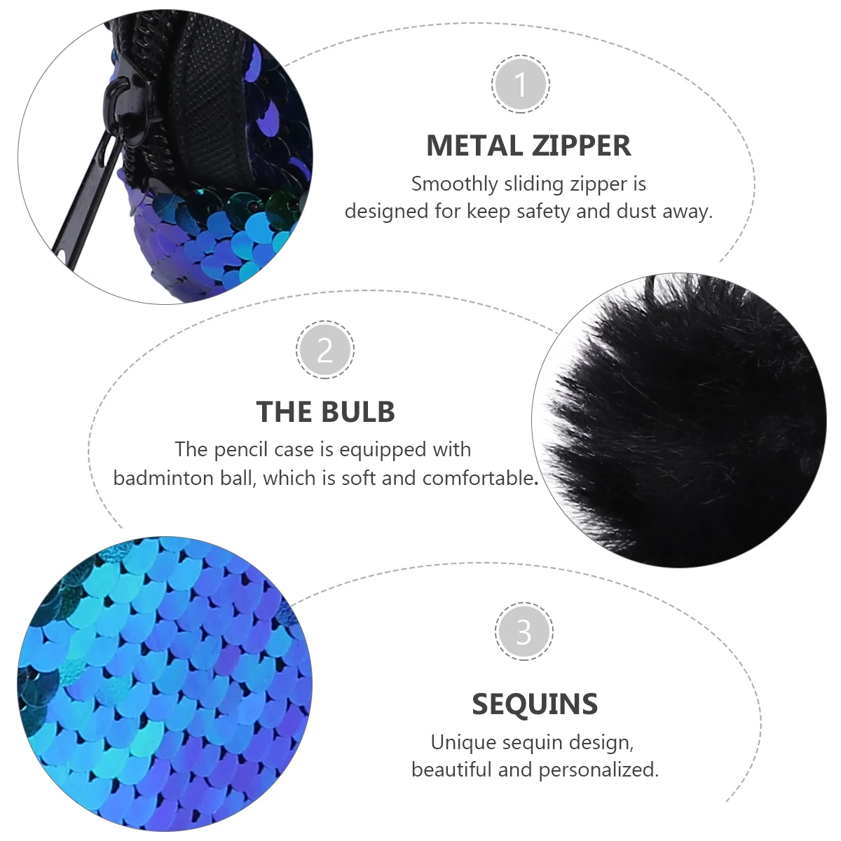 

1pc Sequin Pencil Pouch Glitter Zipper Bag Mermaid Style Stationery Storage Dustproof Gift For Friends