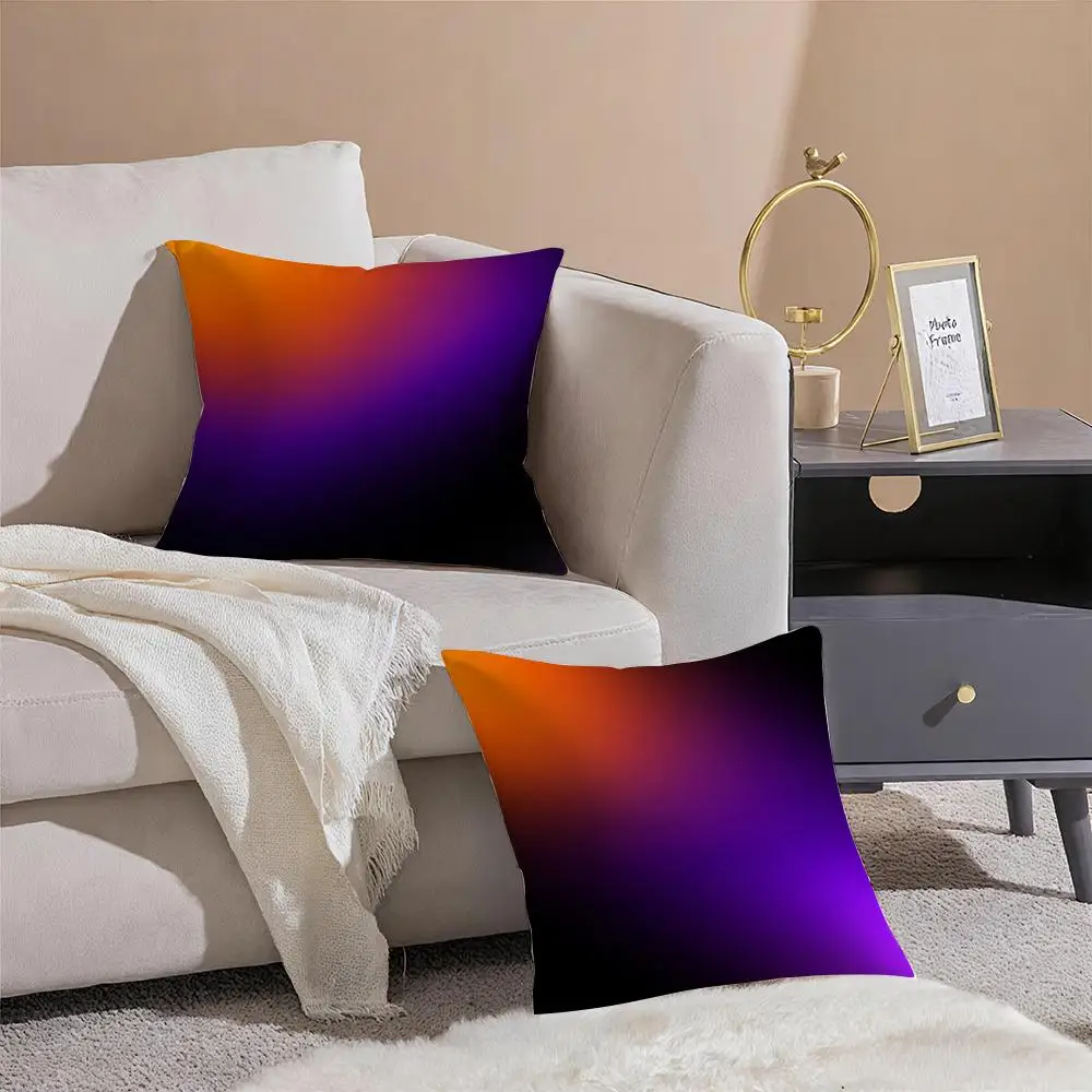 Halloween Color Gradient Cushion Cover Pillowcase Short Plush Invisible zipper Room Sofa Cushion Cover