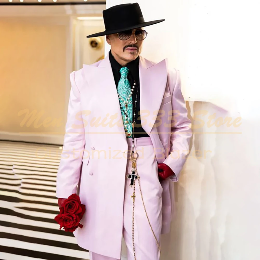 

Tailor-Made Men's Suits Elegant Minimalist Solid Color Blazer High Quality Double Breasted Peak Lapel Loose 2 Piece Jacket Pants