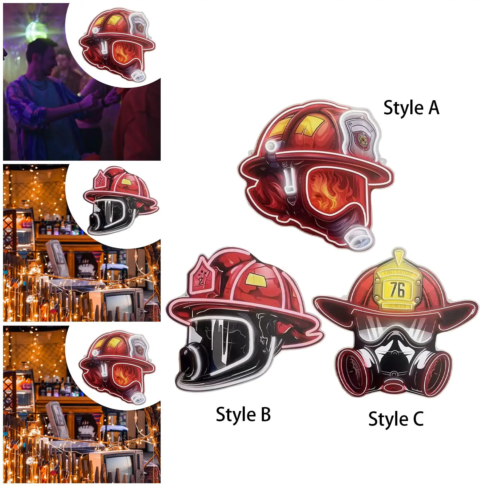 

Firefighter Helmet Sign Funny Wall Decor for Station Playroom Bedroom