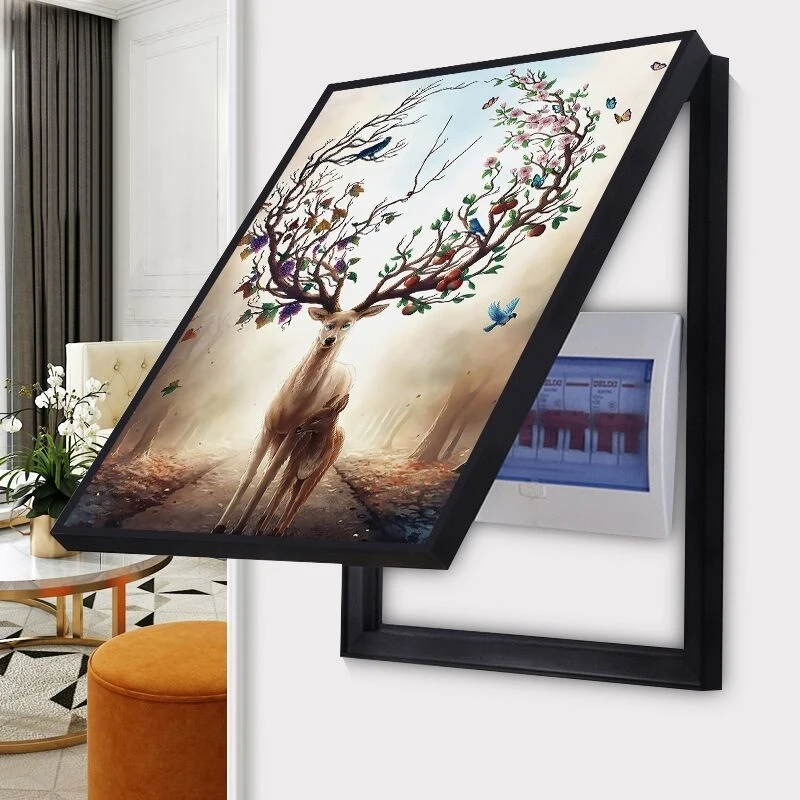 Modern Minimalist Meter Box Decorative Painting Electric Perforation-Free Distribution Blocking Living Room Master Switch Gate