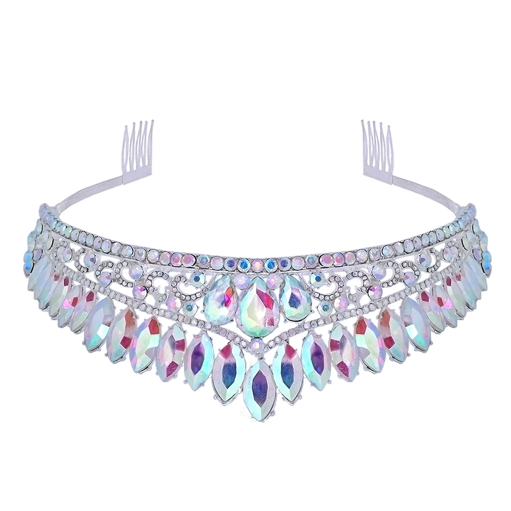 

Rhinestone Crown Hair Comb for Women Shining Crystal Headb s Bridal Tiara Birthday Party Quinceanera Accessories Elegant Design