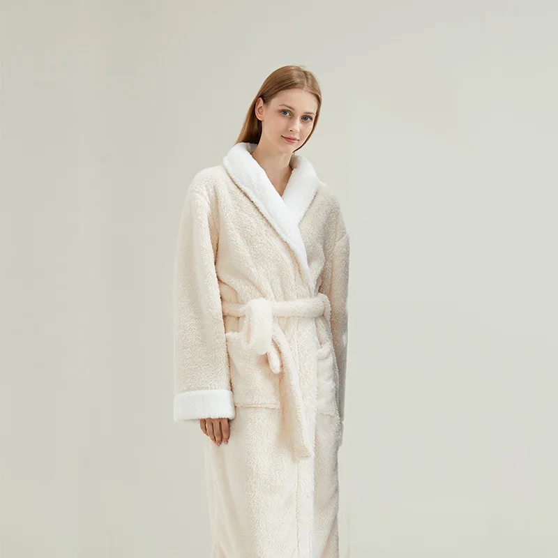 

Мягкая и пушистая ночная рубашка. Зимняя длинная и плотная одежда для сна. Удобный хлопковый флисовый халат для пар. Высококачественная ночная рубашка из кораллового флиса.