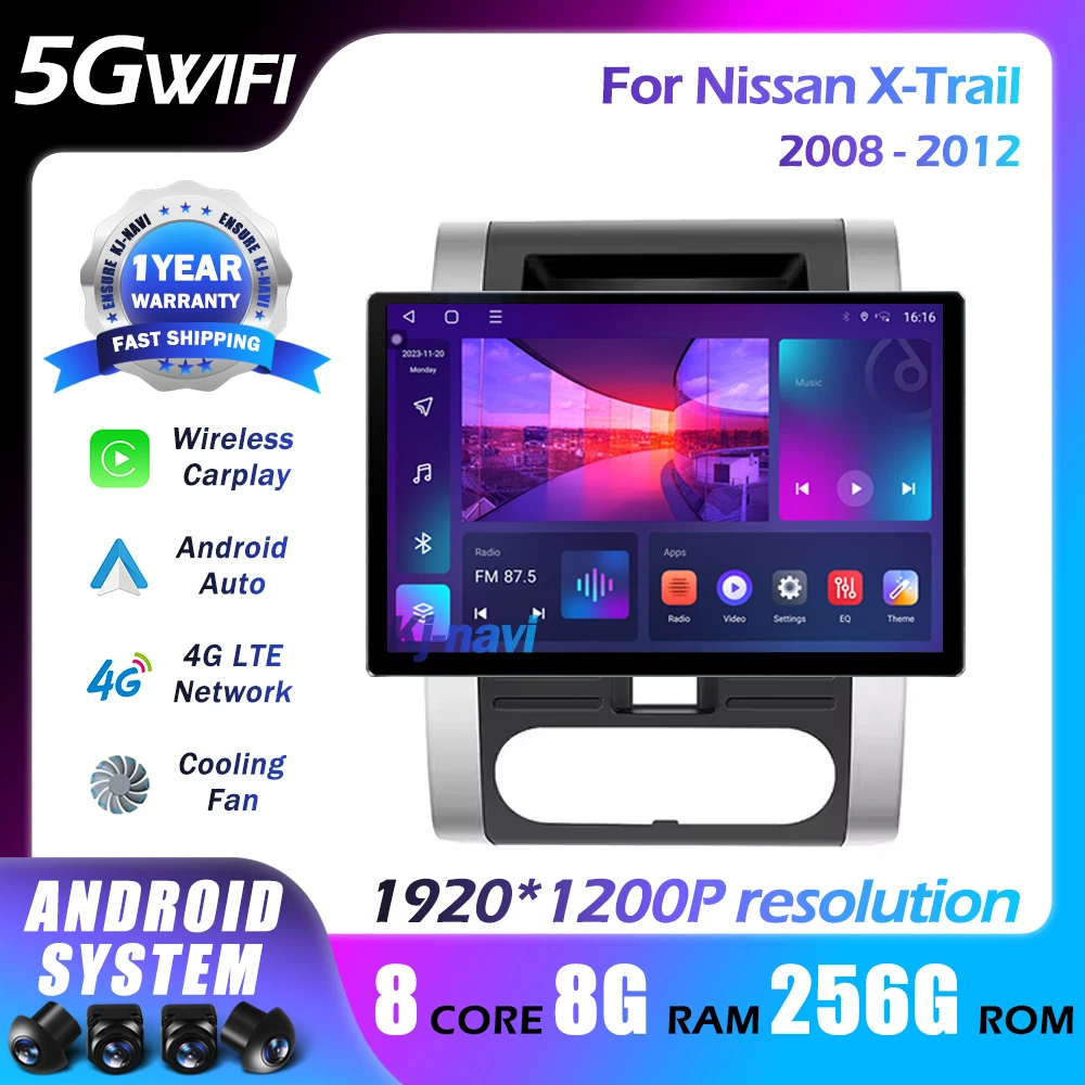 

Автомобильный радиоприемник 13,1 дюйма Android 14 для Nissan X-Trail 2008-2012, мультимедийный плеер с GPS-навигацией, BT, беспроводной Carplay 4G 5GWifi