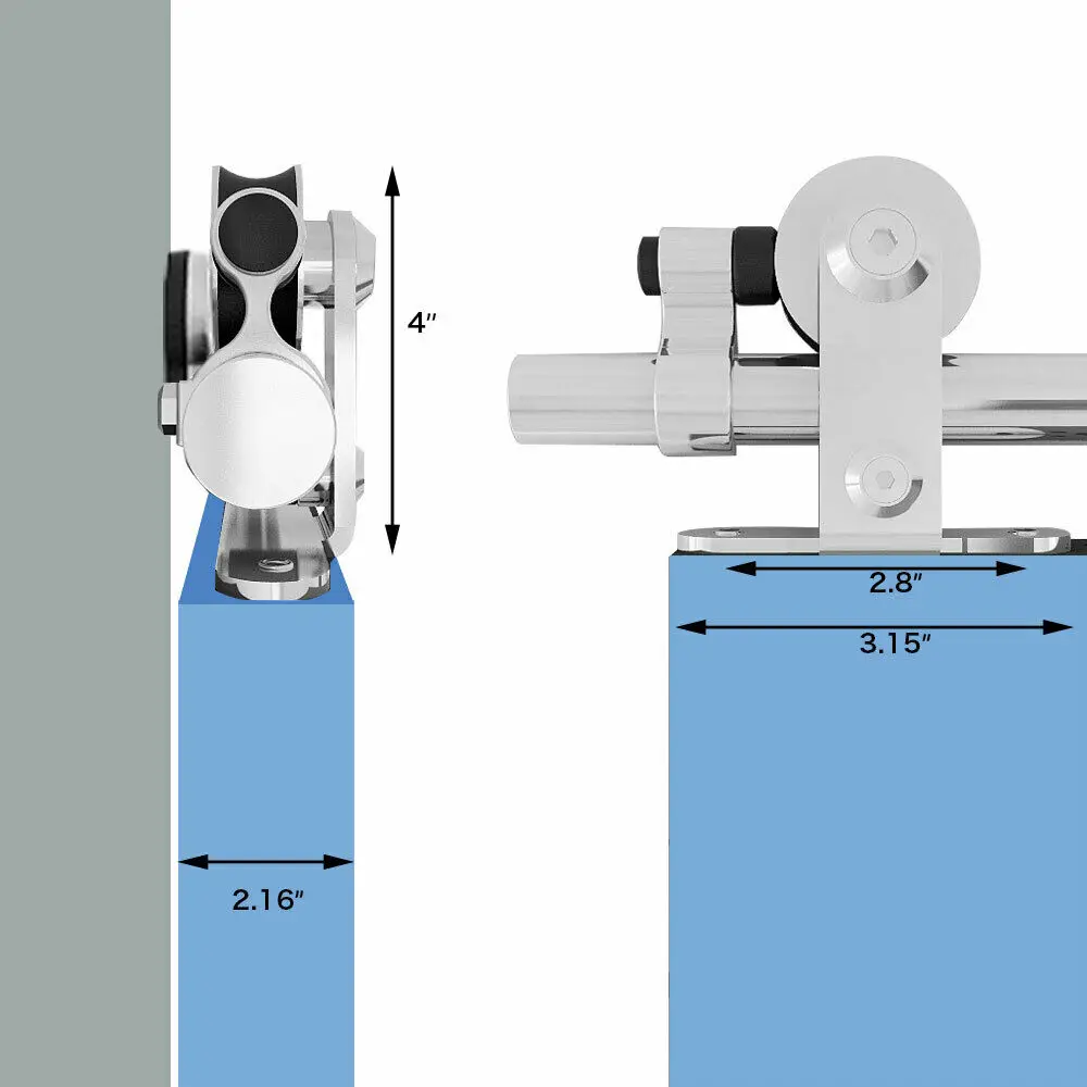 Imagem -02 - Ccjh 5.5 6. 6ft Prata de Deslizante Celeiro Porta de Madeira Kit de Ferragem para a Única Porta Pode Ser Customed Aço Inoxidável