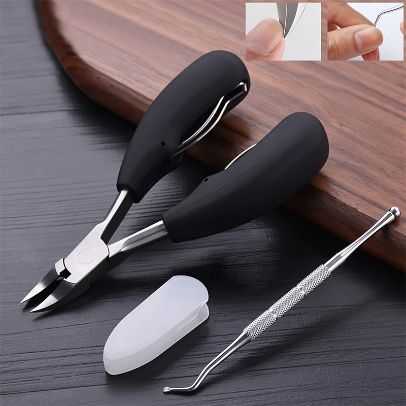 2-piece set of stainless steel dead skin nail clippers, nail groove embedding scissors, professional thick toenail clippers