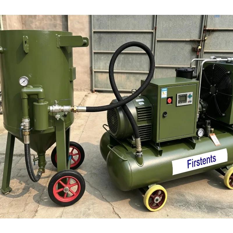 Continuous Operation Rust Remove Mobile Sandblaster Pot Manual Sand Blasting Machine Dry Wet Sandblasting Dustless Polishing