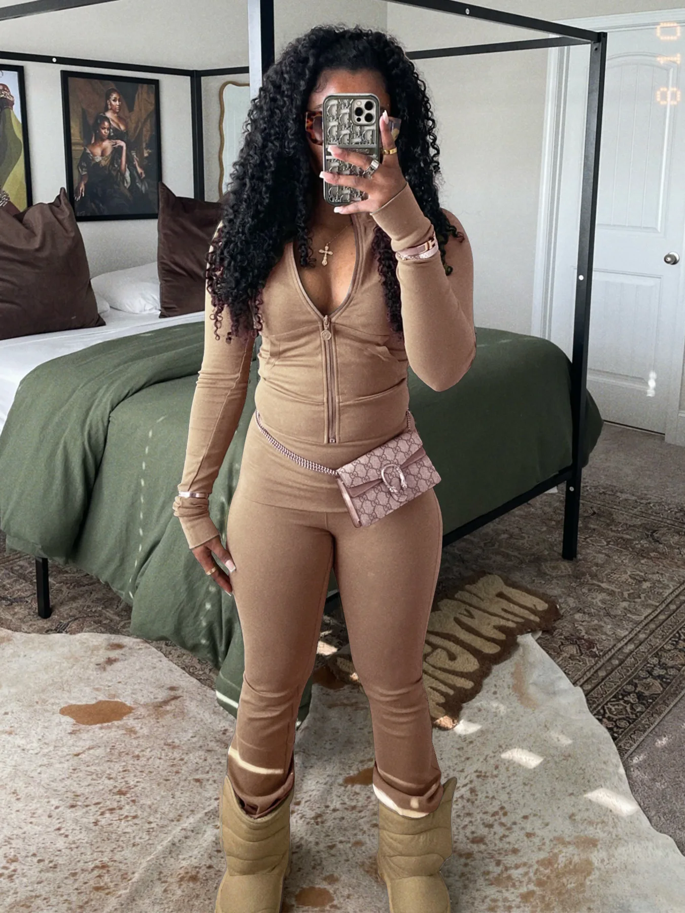 

Autumn Casual 2 Piece Set Women Tracksuit Solid Casual Simple Basic Zip Crop Tops+Leggings Matching Sporty Streetwear