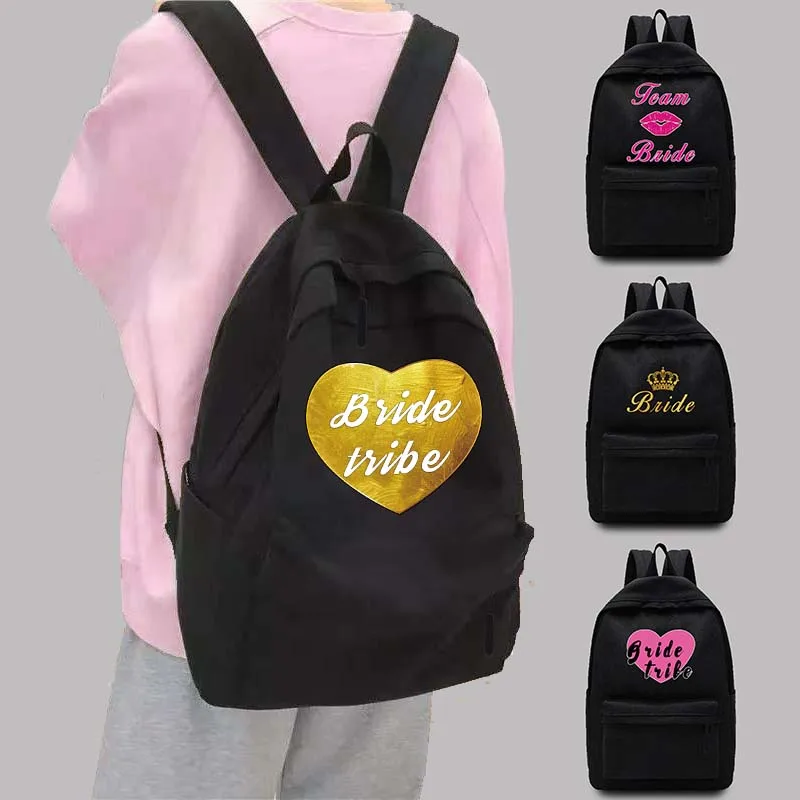 Unisex Teen Canvas Sports Backpack College School Bag Backpack Bride Pattern Shoulder Laptop Bags Large Capacity Travel Bag