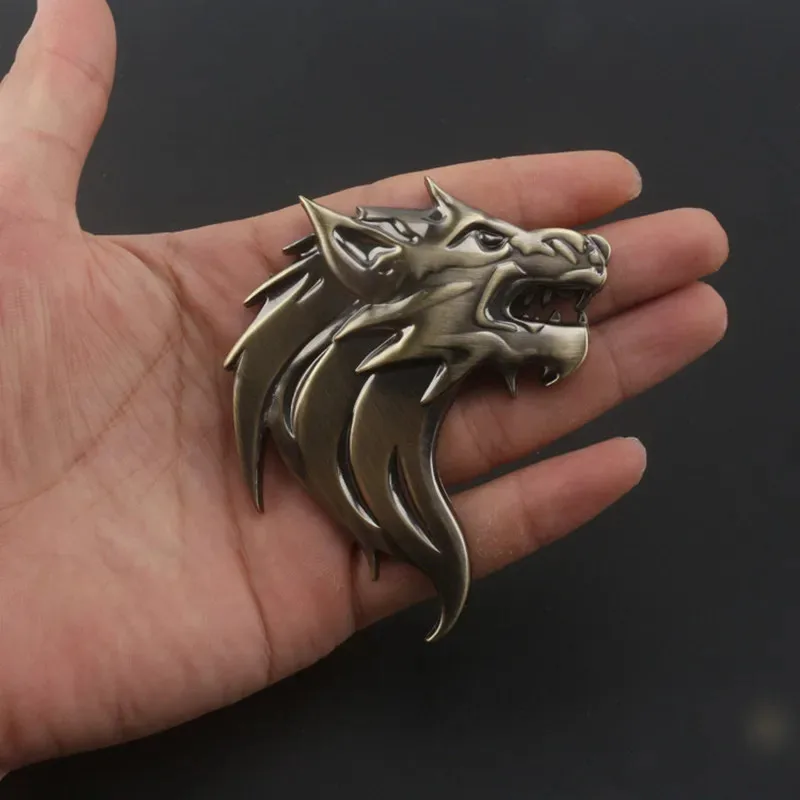 

1 Pair 3D Metal Wolf Head Auto Motorcycle Car Sticker Logo Emblem Decoration Car Stickers And Decals Car styling