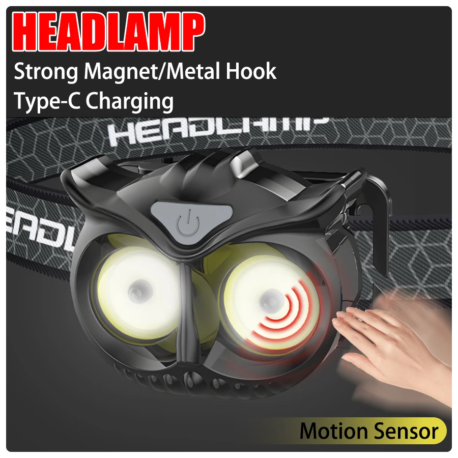 

OWL COB Headlamp Magnetic Work Light Rechargeable Working Led Usb Flashlight Headlamps High Power Portable Headlight for Running