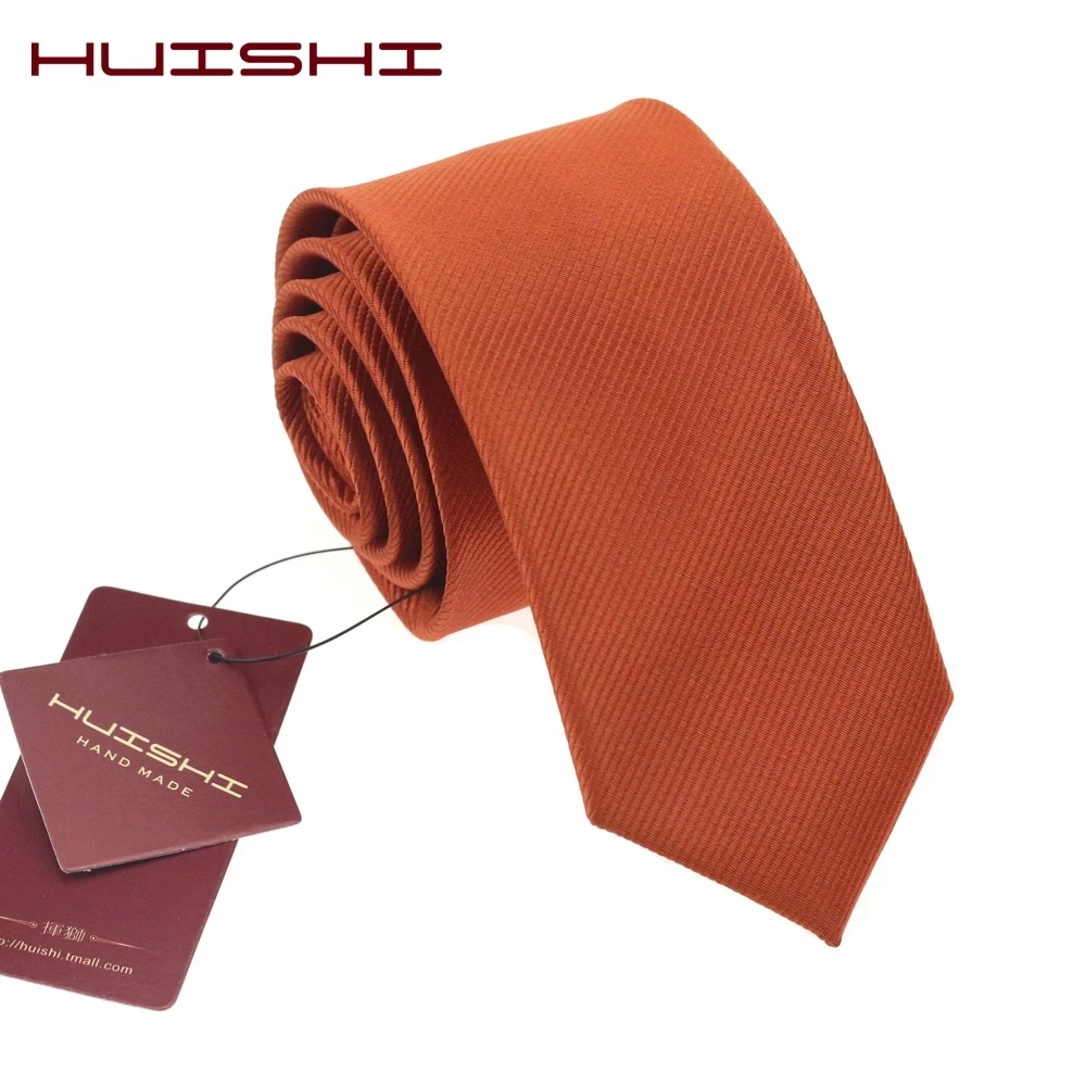 Solid Color Classic Men\'s Ties Fashion Design Slim Orange Neck Ties For Men Shirt Collar Accessorie Striped Plaid Wed Tie Cravat