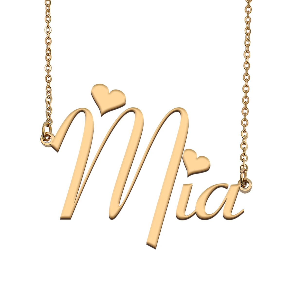 Mia Initial Name Necklace for Women Personalized Stainless Steel Jewelry Pendant Girls Annivesary Gift