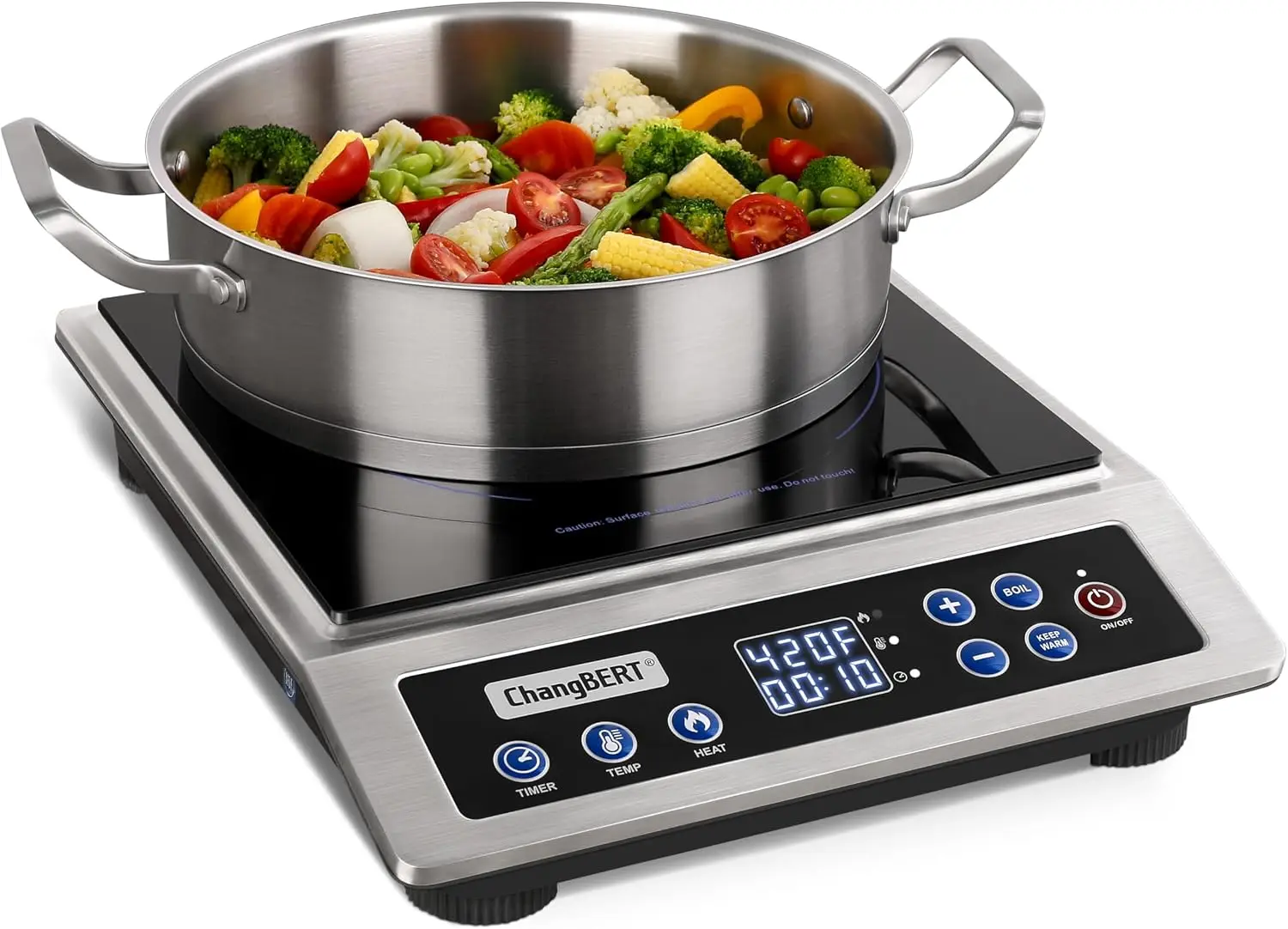 Portable Induction Cooktop Enhanced Version, One-Click Max Power 1800W Large Heating Coil Burner, Precise Temperature Control