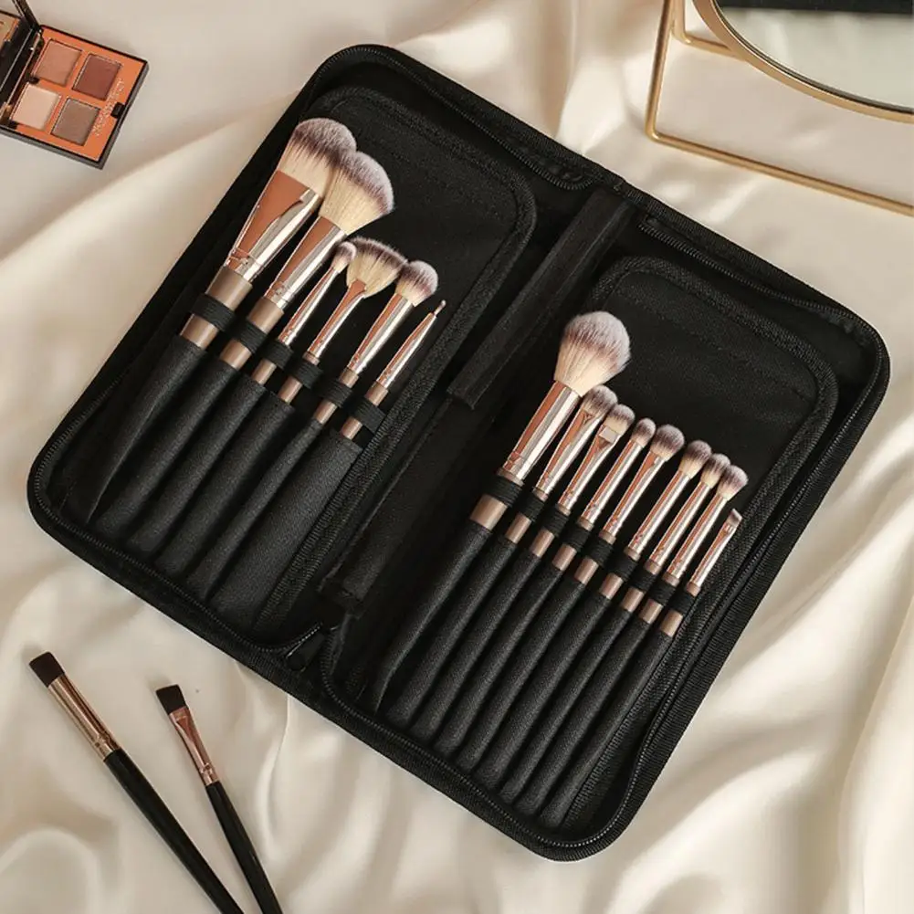 Waterproof Brush Case Portable Standing Makeup Brush Holder Organizer Pouch Waterproof Oxford Cloth 15 Slots for Lipstick