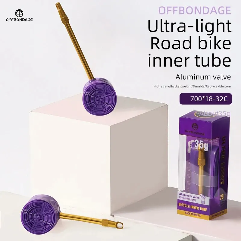 OFFBONDAGE Aluminum Valve Ultralight Bike Inner Tube 700C Road Bicycle TPU Tire 60 80mm Length French Valve Super Light Tube