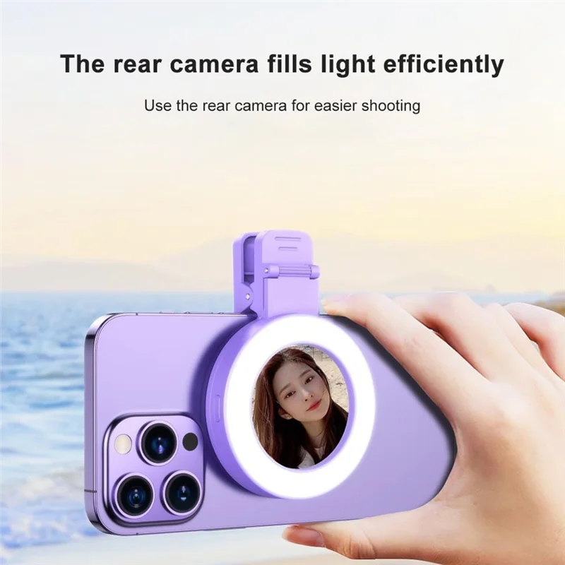 B24B Rotatable Ring Light LED Phone Light Rechargeable Selfie Mirror High Quality White