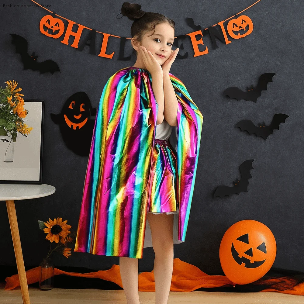 

Punk Multipurpose Grim Reaper Cloak Nightclub Bar Dress Cosplay Costume Halloween Kids Cape Long Coat Witches Robes Children