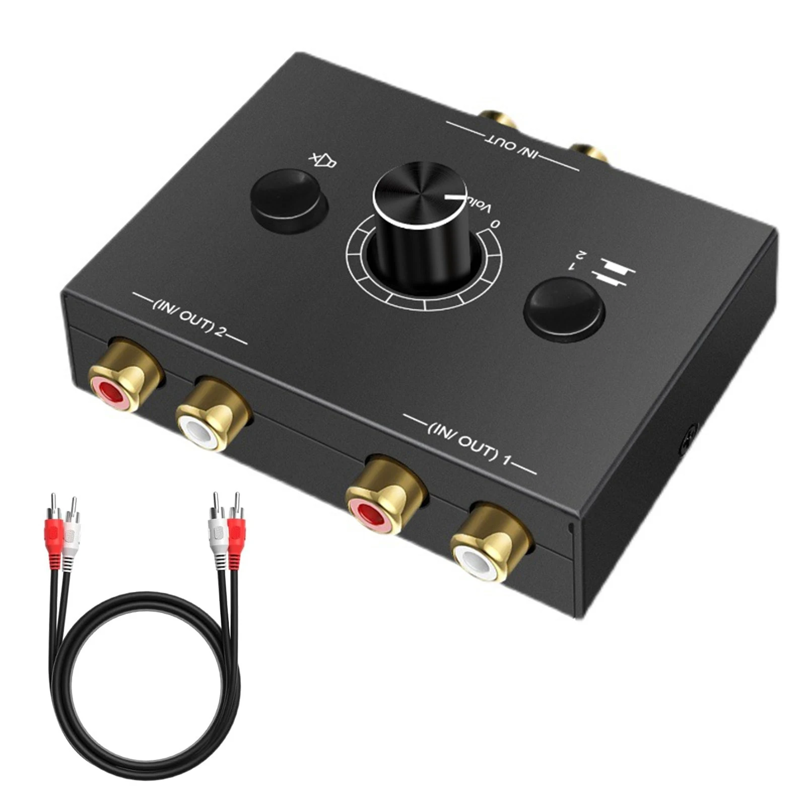 2x1 / 1x2 L / R  Stereo Audio Bi-Directional Switcher With Mute Button Portable RCA Stereo Audio Switch Audio Splitter Up to 8m